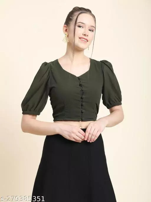 Puff Sleeves Women Crop Top Women Crop Top Western Wear Crop Top Trendy Top For Women