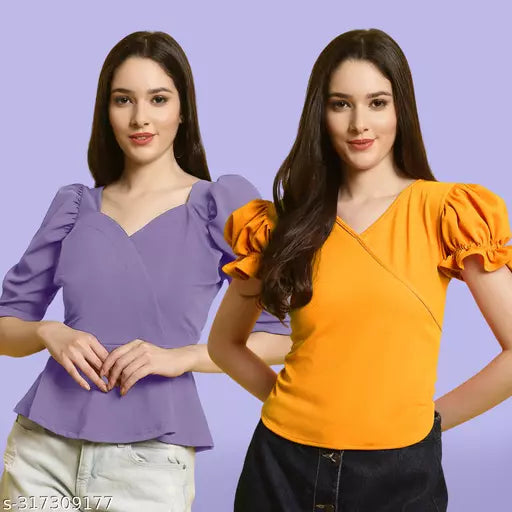 Clasic Casual Fashion Forward Women's Tops - Pack of 2