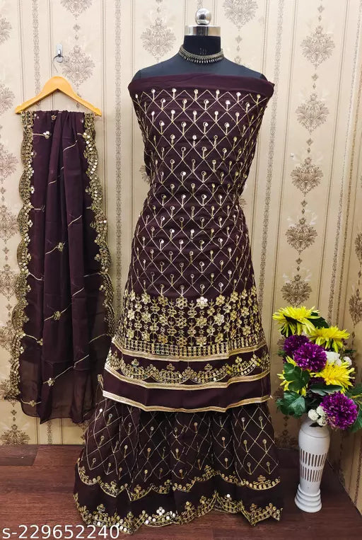 Georgette 9mm Heavy sequence Work Wear Suit Like Party Wear Garara suit