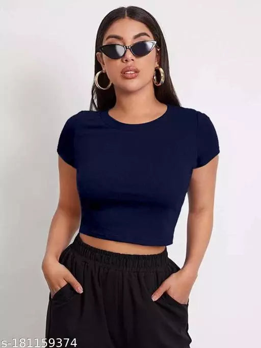 Nevy Blue Crop Top For Woman