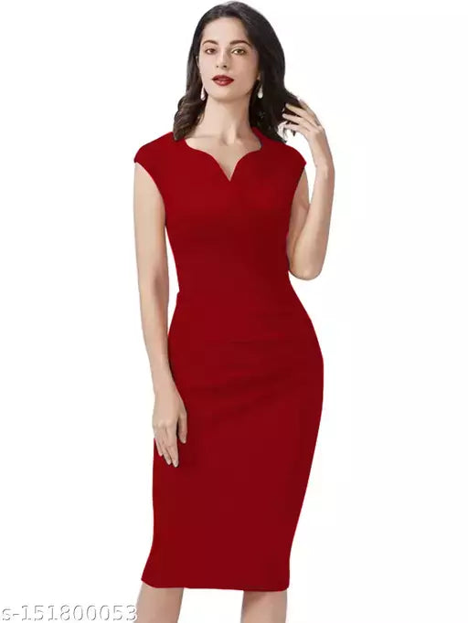 Sleeveless Maroon Dress For Woman