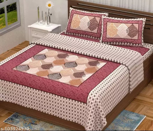 Double Pure Cotton Bedsheet With 2 Pillow Covers