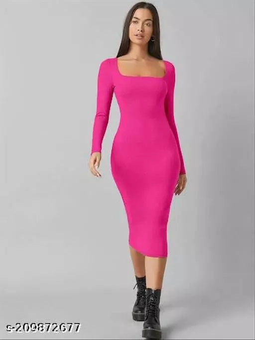 Womens Western Midi Pink Dress