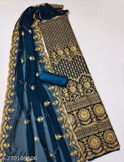 Aakarsha Alluring Salwar Suits & Dress Materials Unstitched Patiala Georgette Suits with Heavy Embroidery Work
