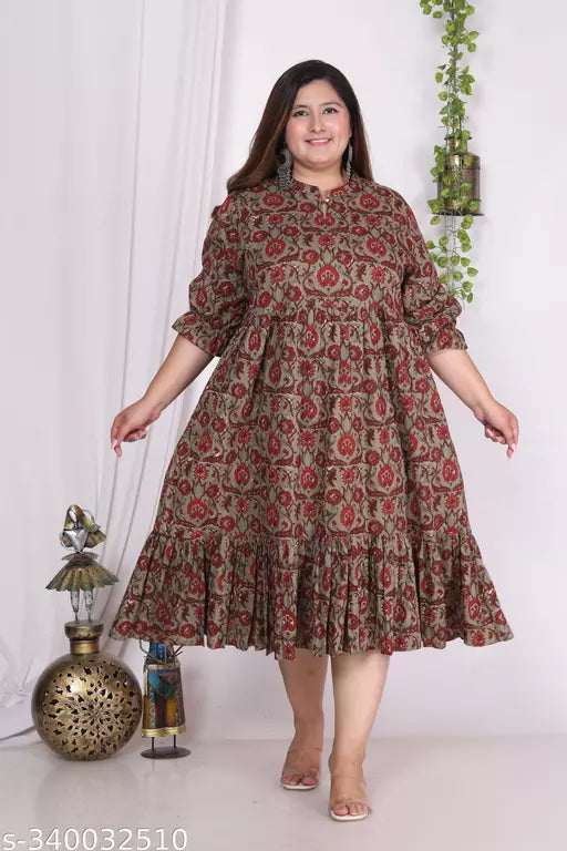 Women Floral Print Cotton Blend A-line Kurta  (Maroon)