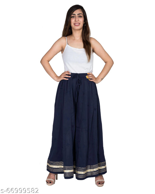 Swasti  Regular Fit Women Blue Crepe Sharara