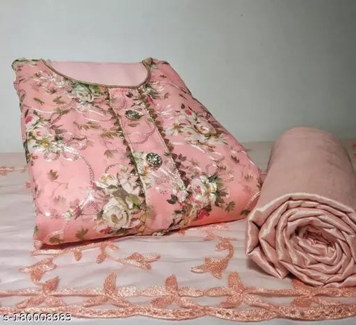 Women's Peach Botanical Printed Georgette Suits & Dress Materials
