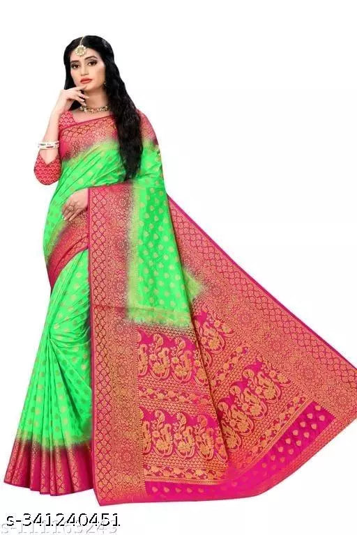 Morpich Fashion   Nylon Banarasi Silk Same Border Saree