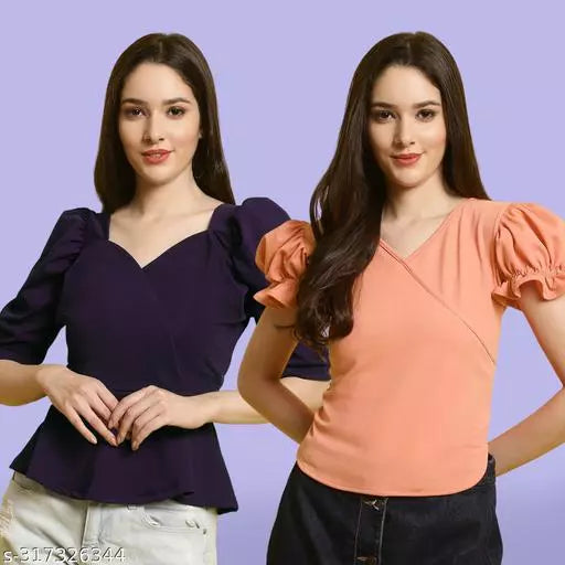 Clasic Casual Fashion Forward Women's Top - Pack of 2