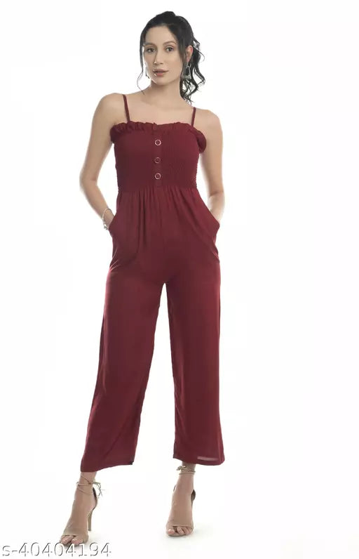 Ali Garments Women Jump Suit | Front Embroidery Smocking