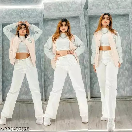 Stylish Wide-Leg White Pant Denim