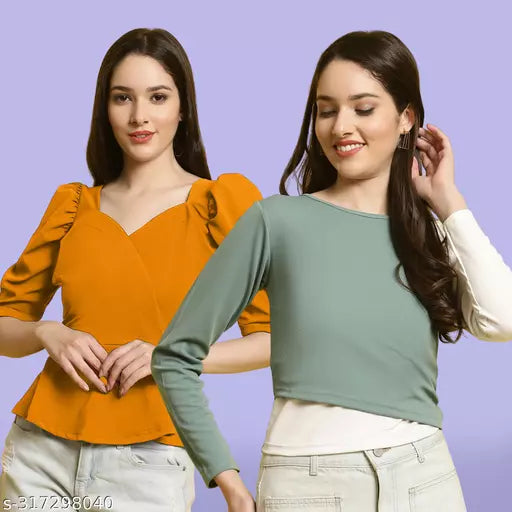 Clasic Casual Fashion Forward Women's Top - Pack of 2
