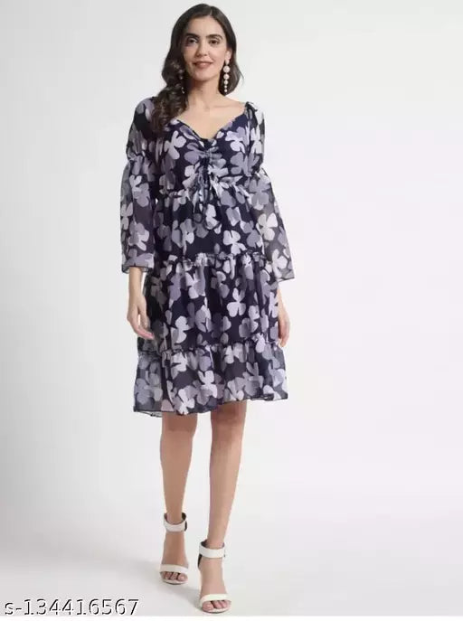 stylish women flower print dress