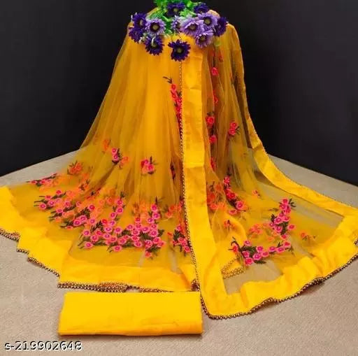 Fancy New Latest Embroidered Bollywood Net saree Yellow