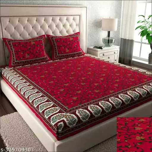 Jaipuri Pure Cotton Double Bedsheet With 2 Pillow Cover