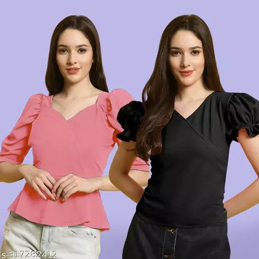 Clasic Casual Fashion Forward Women's Tops - Pack of 2