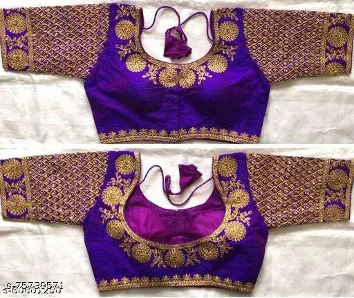 Mangalam work designer silk blouse with gold zari embroidered butti by  vaidik