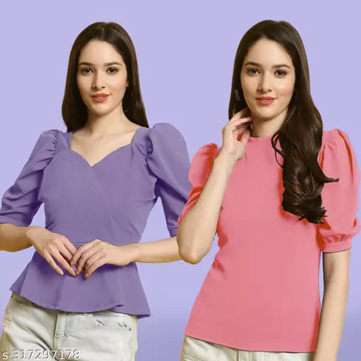 Clasic Casual Fashion Forward Women's Top - Pack of 2