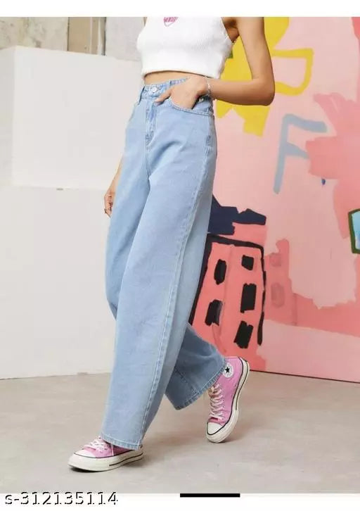 SAANU'S FASHION - STYLISH WIDE LEG DENIM JEANS FOR GIRLS & WOMEN