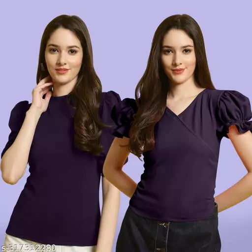 Clasic Casual Fashion Forward Women's Top - Pack of 2