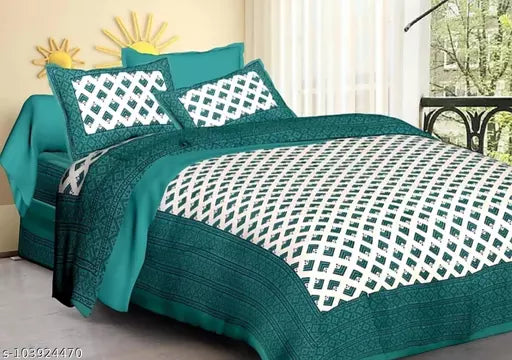 Double Pure Cotton Bedsheet With 2 Pillow Covers