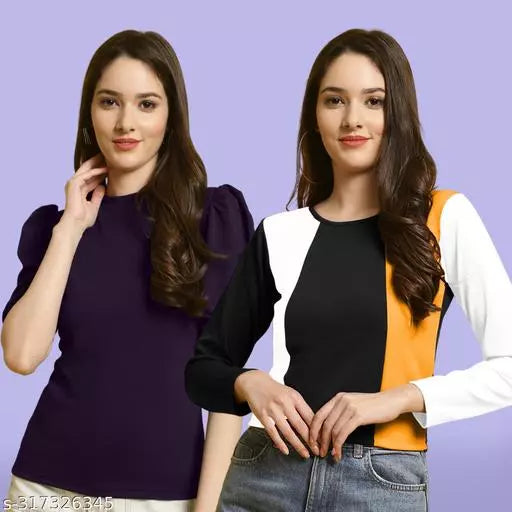 Clasic Casual Fashion Forward Women's Top - Pack of 2