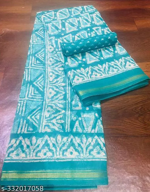TRIO PRINTED COTTON BLENDED SAREE