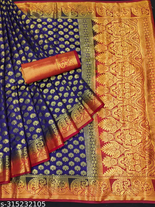 Morpich Fashion  Nylon Banarasi Silk Same Border Saree