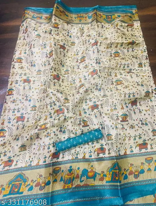 WARLI PRINT KHAADI SILK BLENDED SAREE