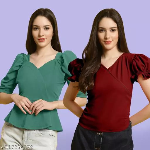Clasic Casual Fashion Forward Women's Top - Pack of 2
