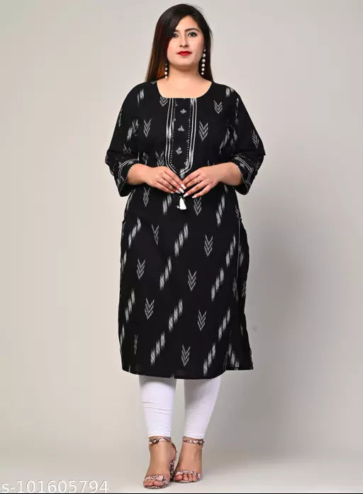 Swasti Plus Size  Women Printed Pure Cotton Straight Kurta