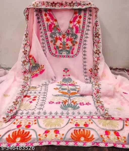 Aagyegi Sensational Salwar suits & Dress Materials Georgette Fancy Heavy Double Thread Embroidered Work womens Suits like party wear And upcoming Festival Wear Salwar Suits