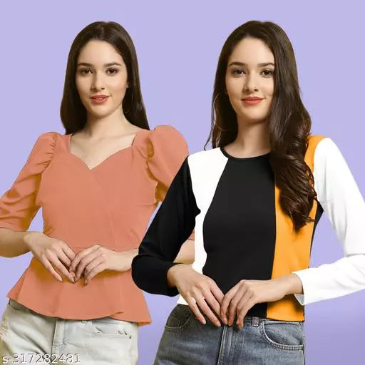 Clasic Casual Fashion Forward Women's Tops - Pack of 2