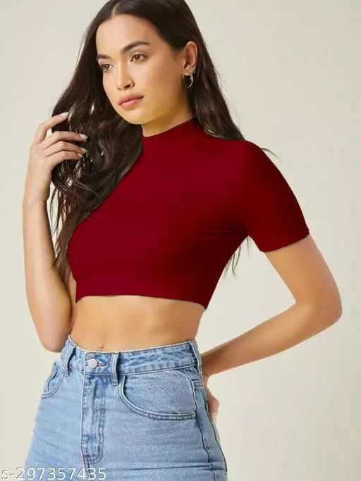 Womens Maroon Crop Top