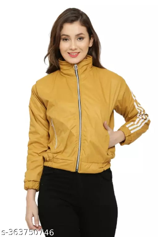 Womens striped sleeve bomber jacket