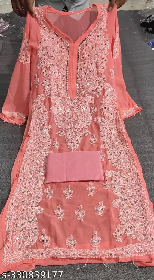 MIRROR CHIKANKARI KURTI WITH INNER