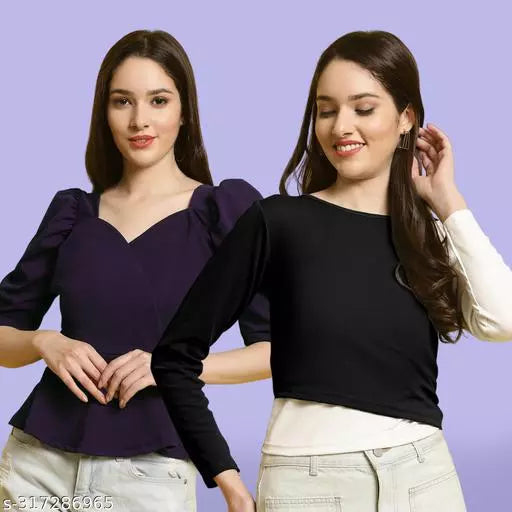 Clasic Casual Fashion Forward Women's Top - Pack of 2