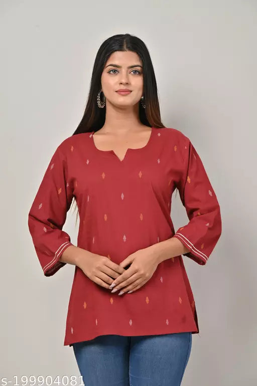 Casual Regular Sleeves Printed  Floral Print Women Maroon Top