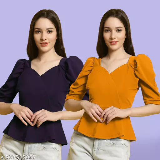 Clasic Casual Fashion Forward Women's Top - Pack of 2