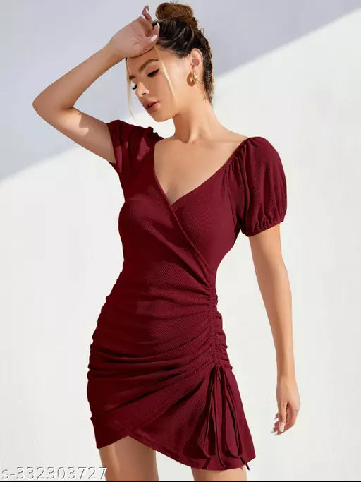 ZUCCHII MAROON BODYCON DRESS FOR WOMEN AND GIRLS