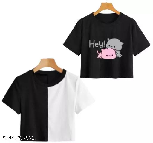 Stylish Women's & Girls' Crop Top for Casual Daily Wear - Stunning Design (2-Pack)