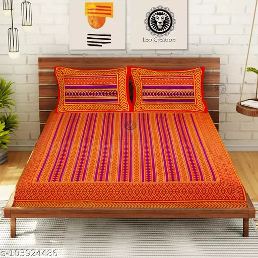Double Pure Cotton Bedsheet With 2 Pillow Covers