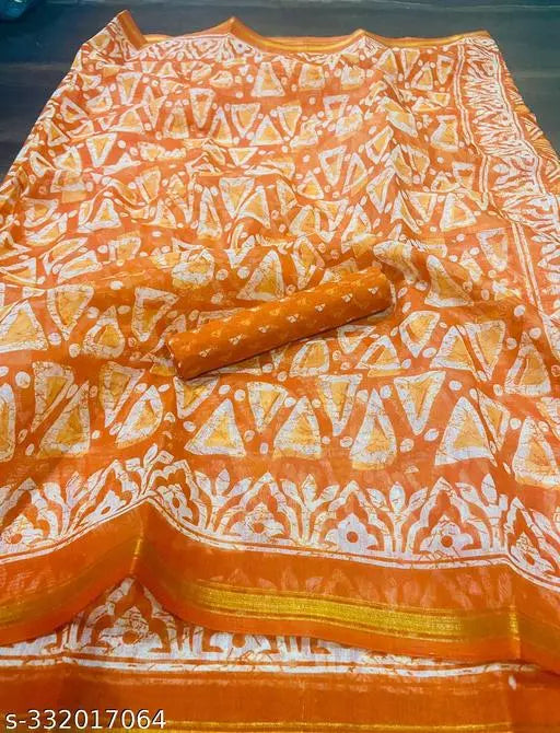 TRIO PRINTED COTTON BLENDED SAREE