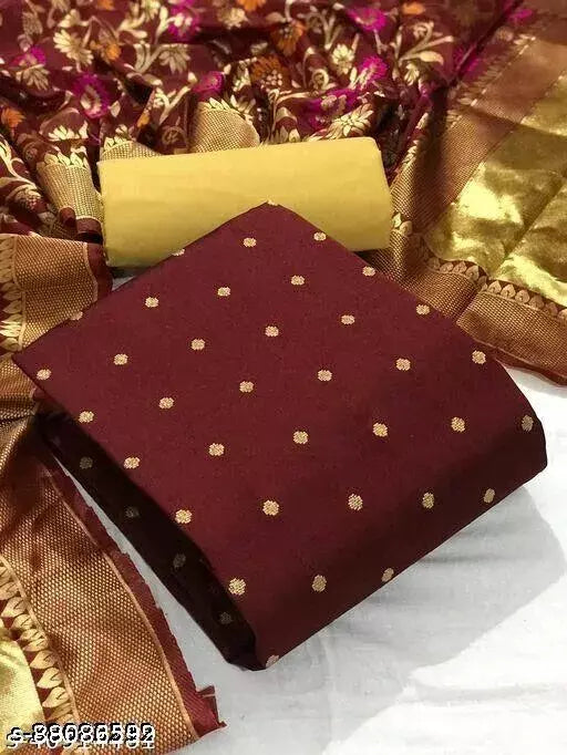 New Banarasi Silk Dress Material With Dupattas