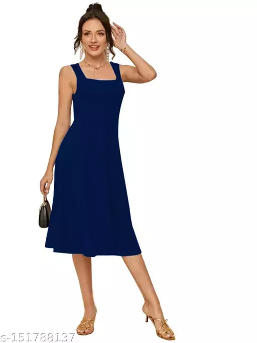 Sleeveless Nevy Blue Dress For Woman
