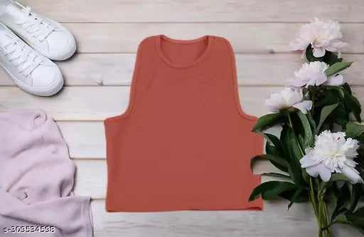 Women's Solid Cotton Rib Knit Crop Tank Top