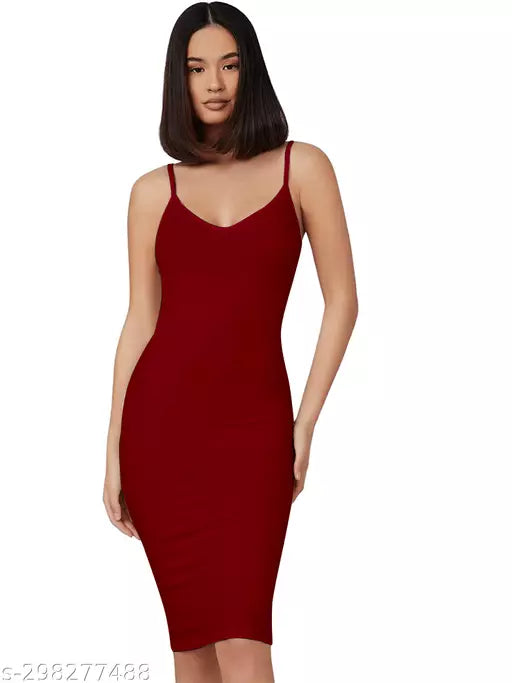 Bodycon Maroon Dress For Woman