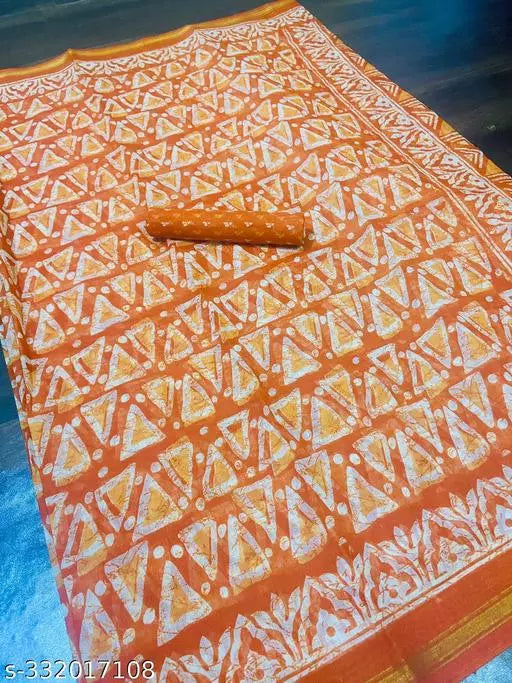 TRIO PRINTED COTTON BLENDED SAREE