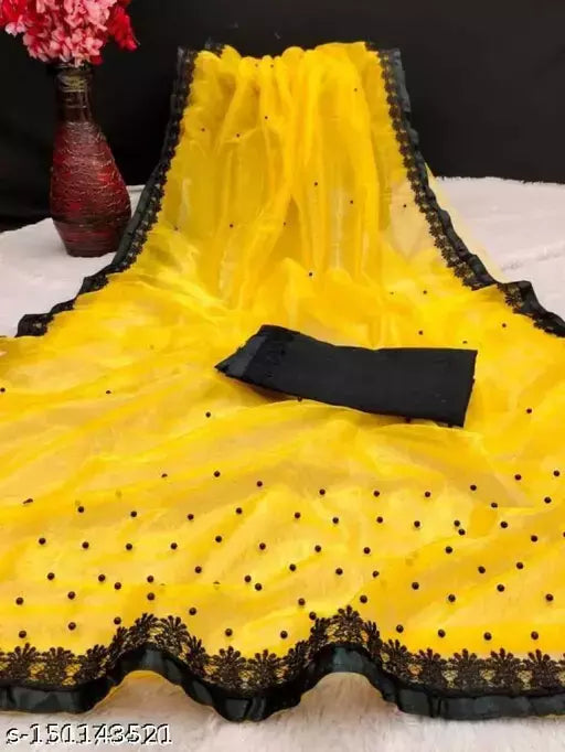 NET GPO FANCY NET SAREE WITH BLOUSE