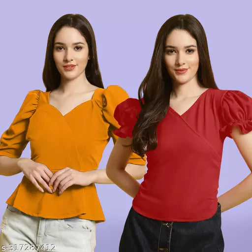 Clasic Casual Fashion Forward Women's Top - Pack of 2
